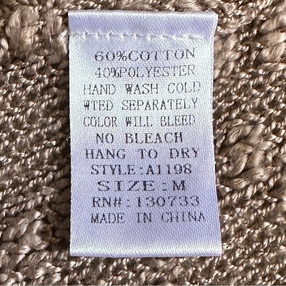 Umgee Brown Boho Loose Knit Fringe Waterfall Oversized Cardigan Size L - Picture 7 of 7